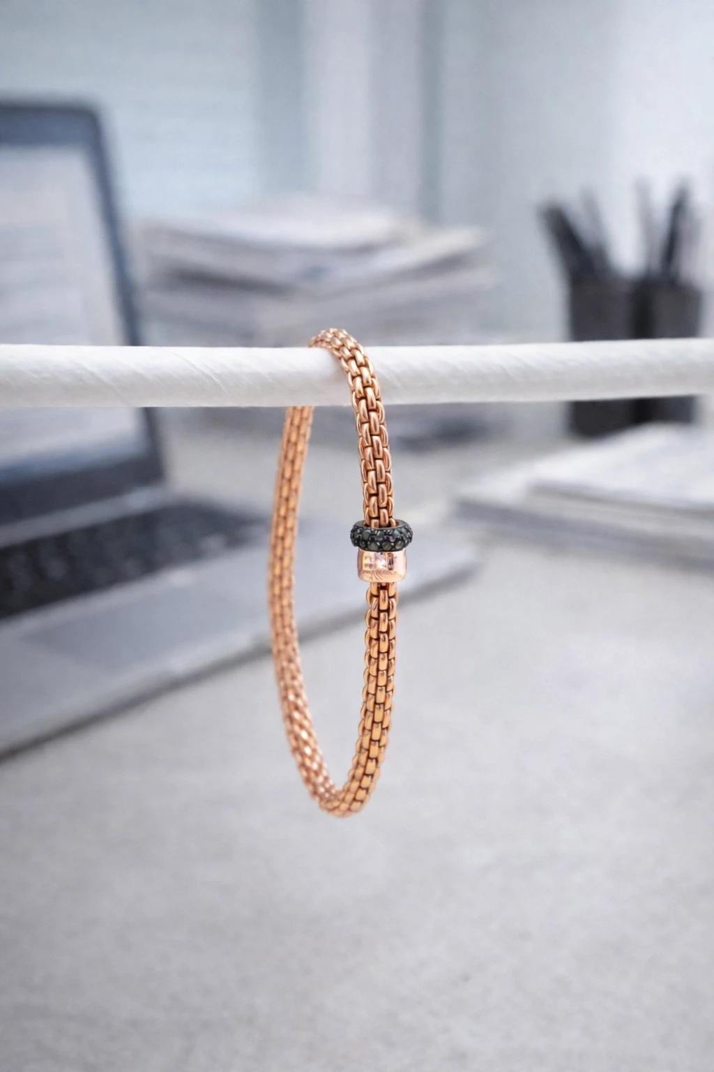 로즈골드 메시체인 슬라이더 팔찌