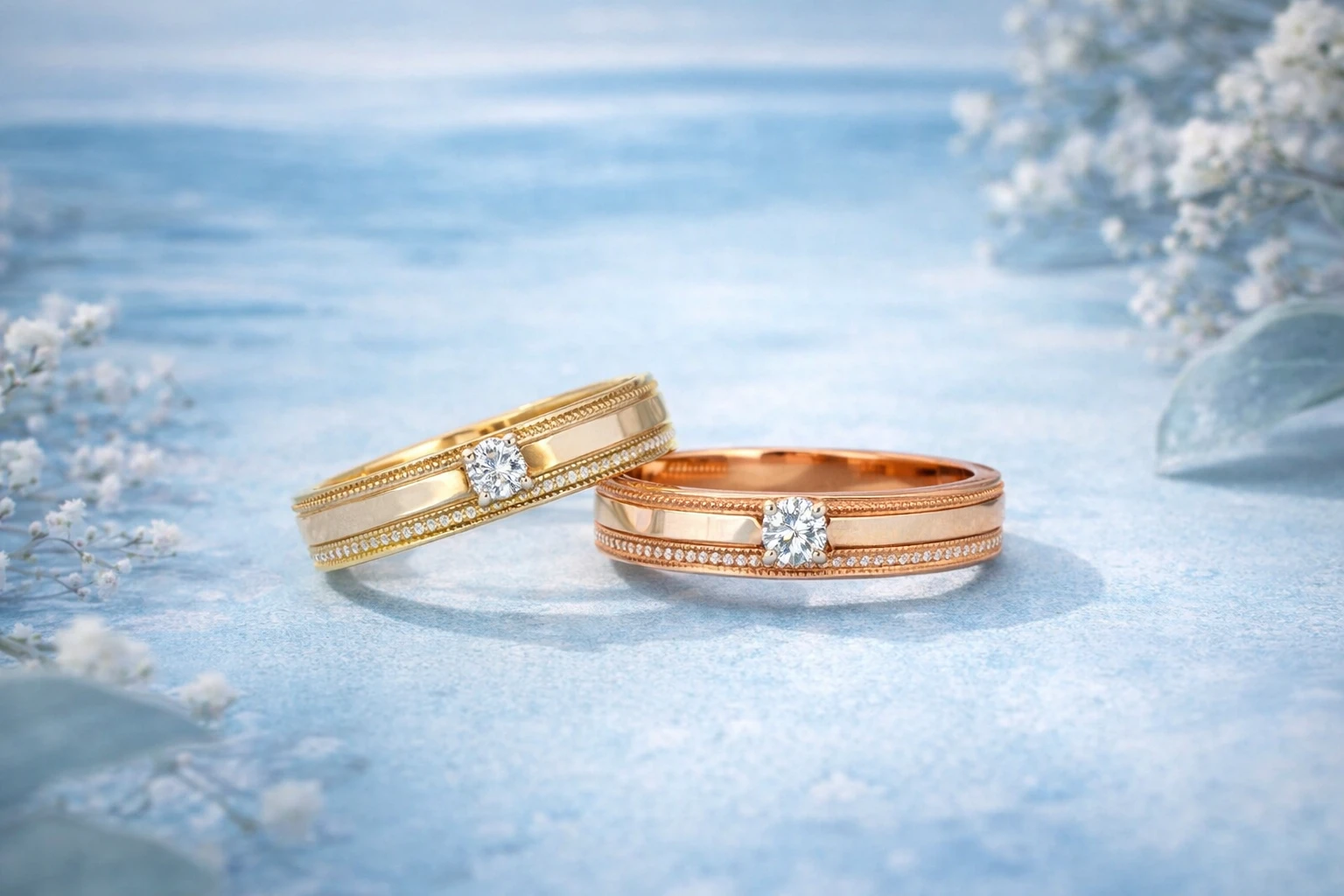 클래식 밀그레인 솔리테어 콤비 커플링