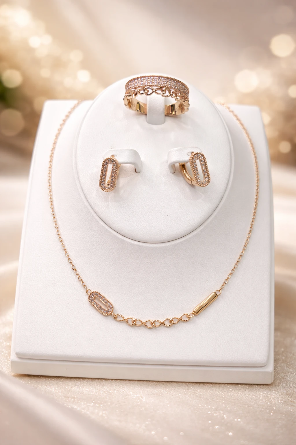 신부 예물 - 다이아몬드 목걸이, 귀걸이 세트